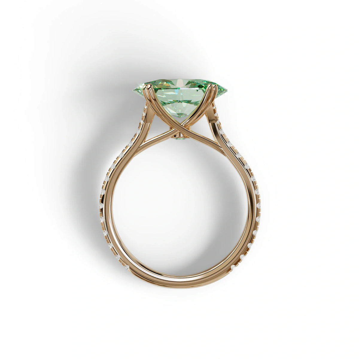 3 Carat Green Oval Lab Diamond Engagement Ring - Ellipse