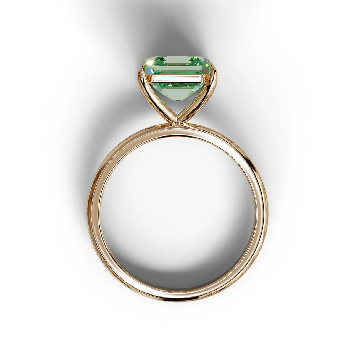Green Asscher Cut Solitaire Lab Grown Diamond Engagement Ring - Fabriciana