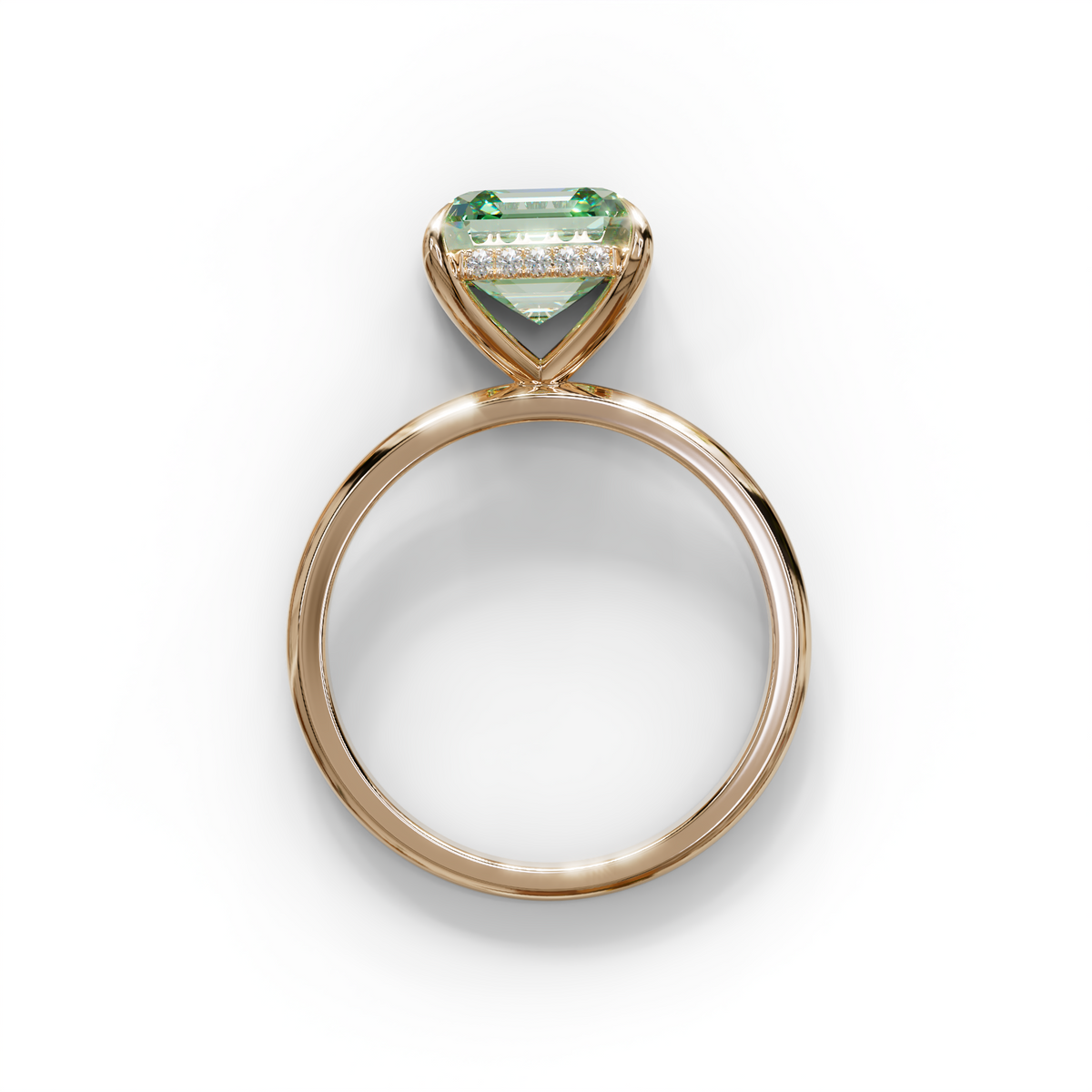 2.5 Carat Green Asscher Cut Hidden Halo Setting Lab Grown Diamond Ring