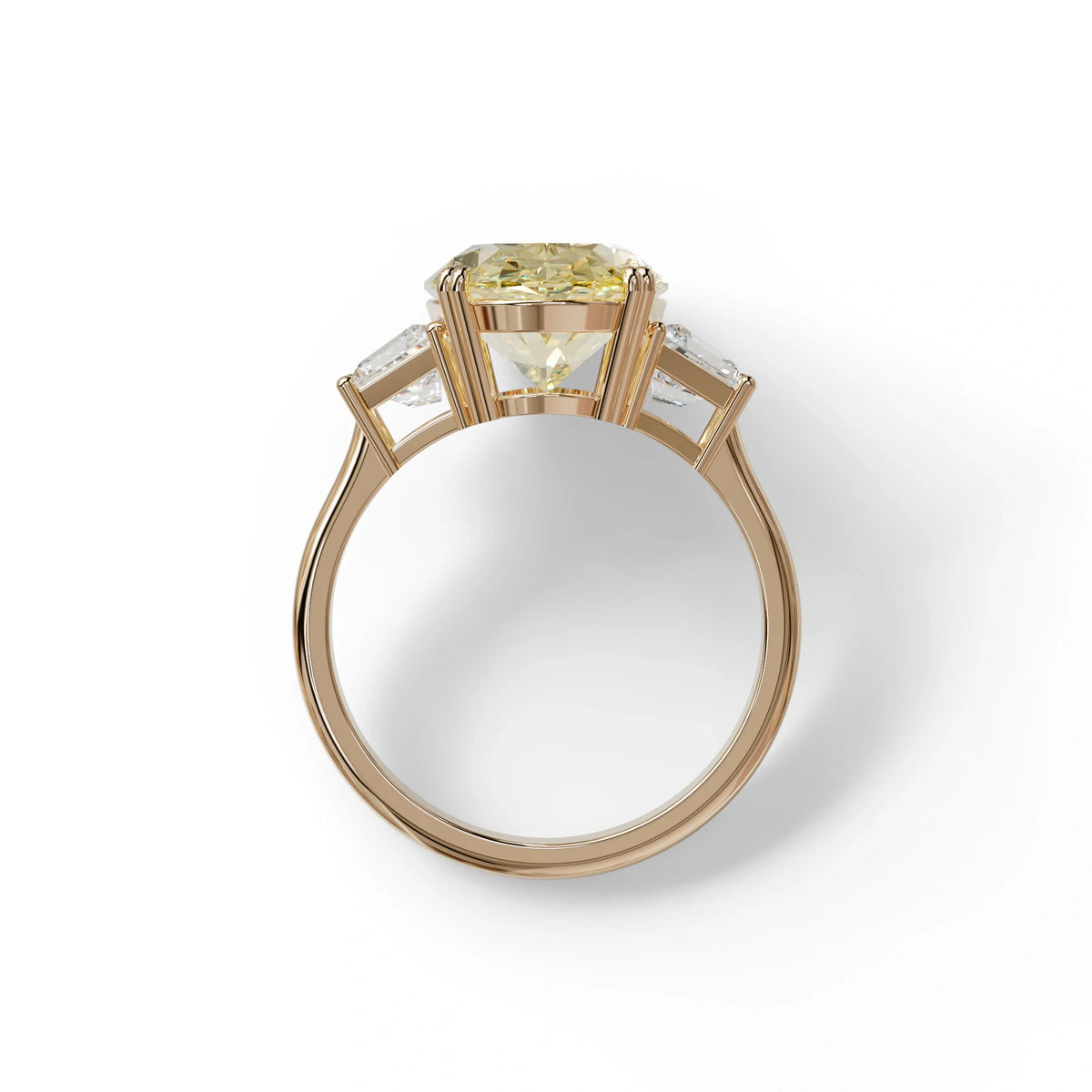 5 Carat Yellow Lab Grown Diamond Engagement Ring · Oval Cut Three Stone | Solstice - view 8