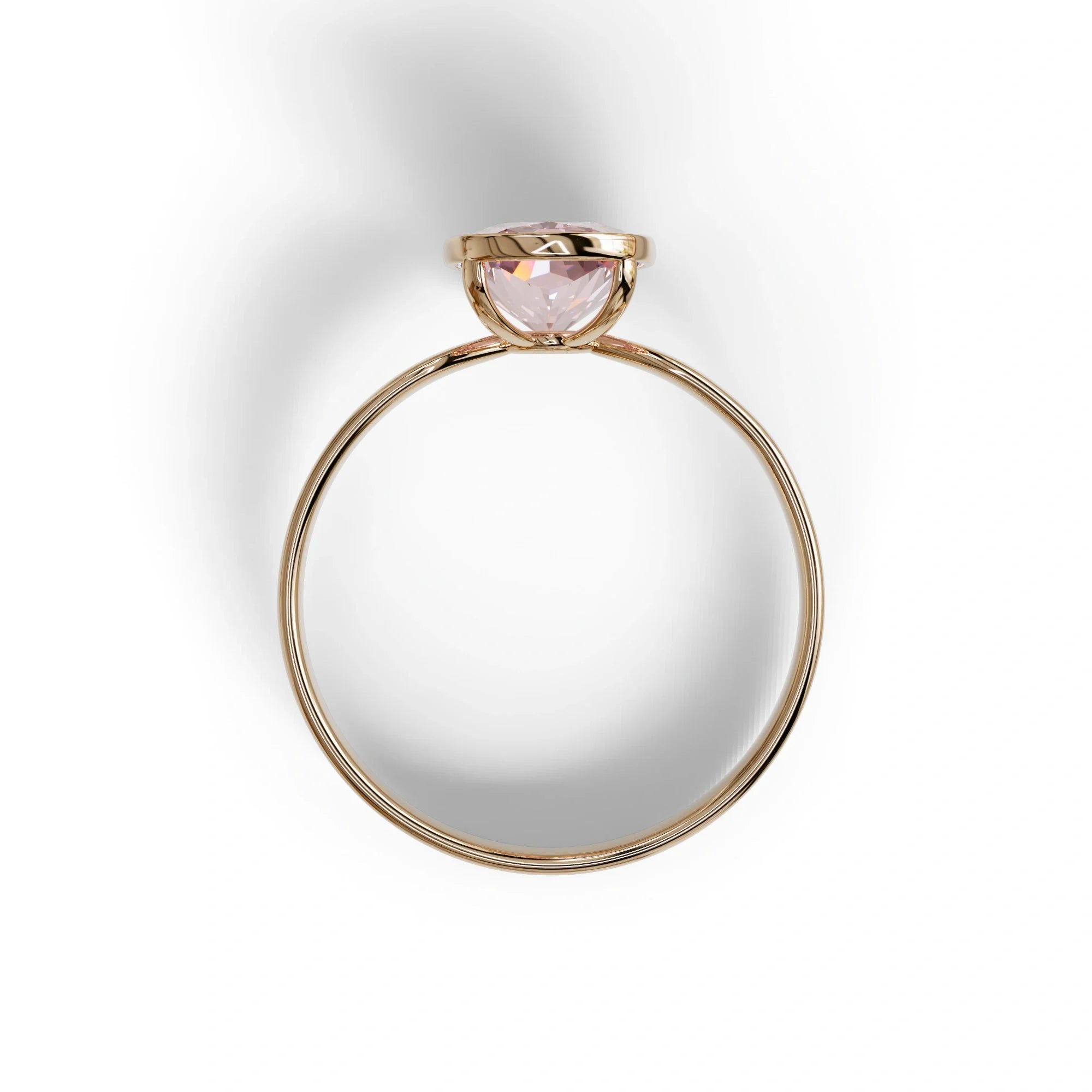 3 Carat Pink Elongated Cushion Cut Bezel Set Engagement Ring - Astrae