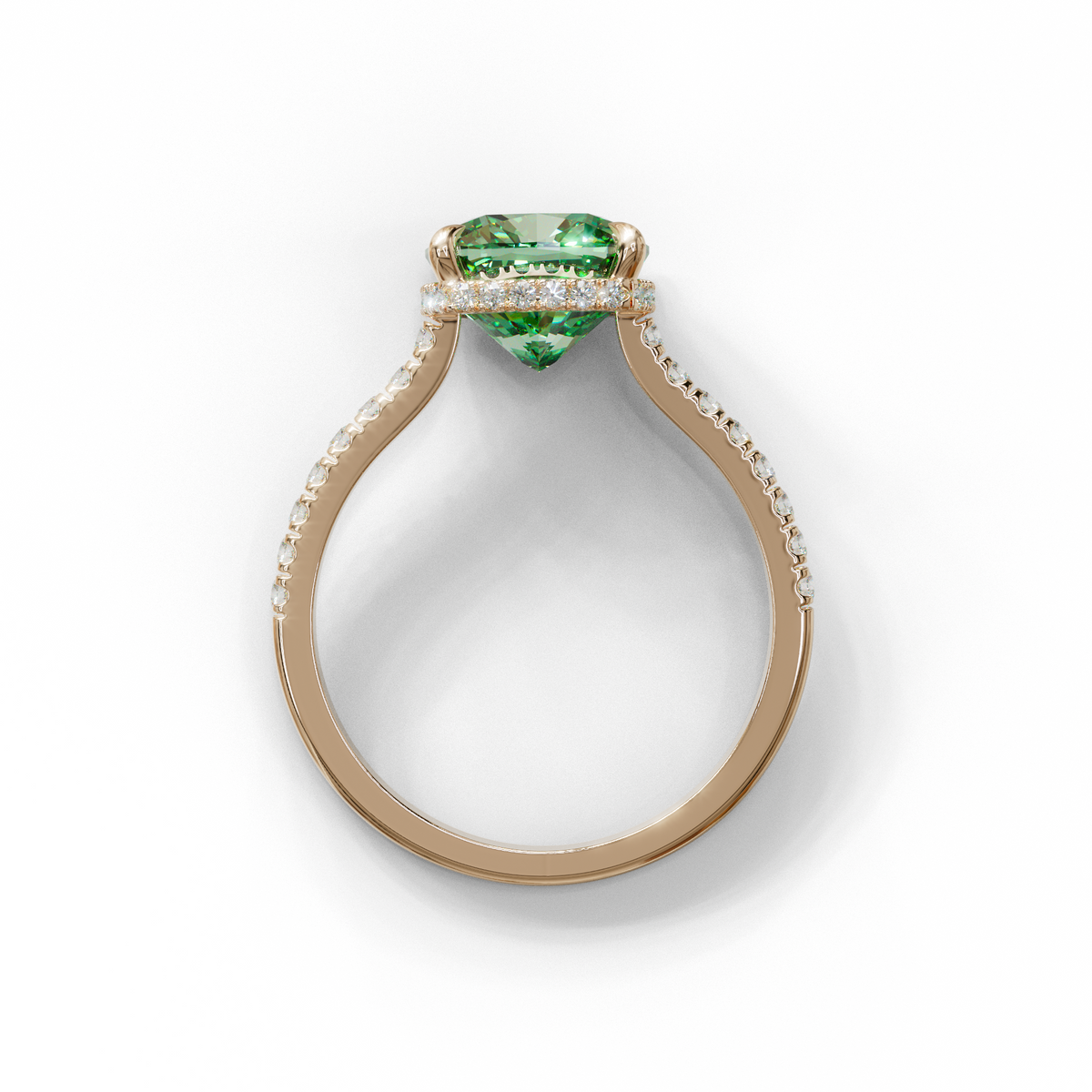 2.5 Carat Green Cushion Cut Hidden Halo & Pave Lab Diamond Ring - Éblouissant