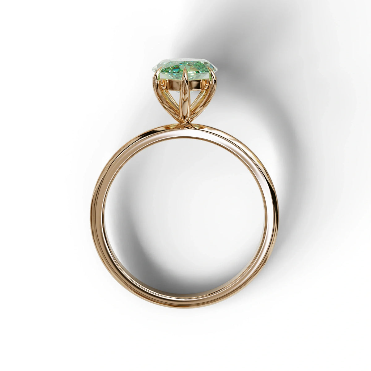 Fancy Vivid Green Marquise Cut Solitaire Lab Grown Diamond Engagement Ring - Celestina