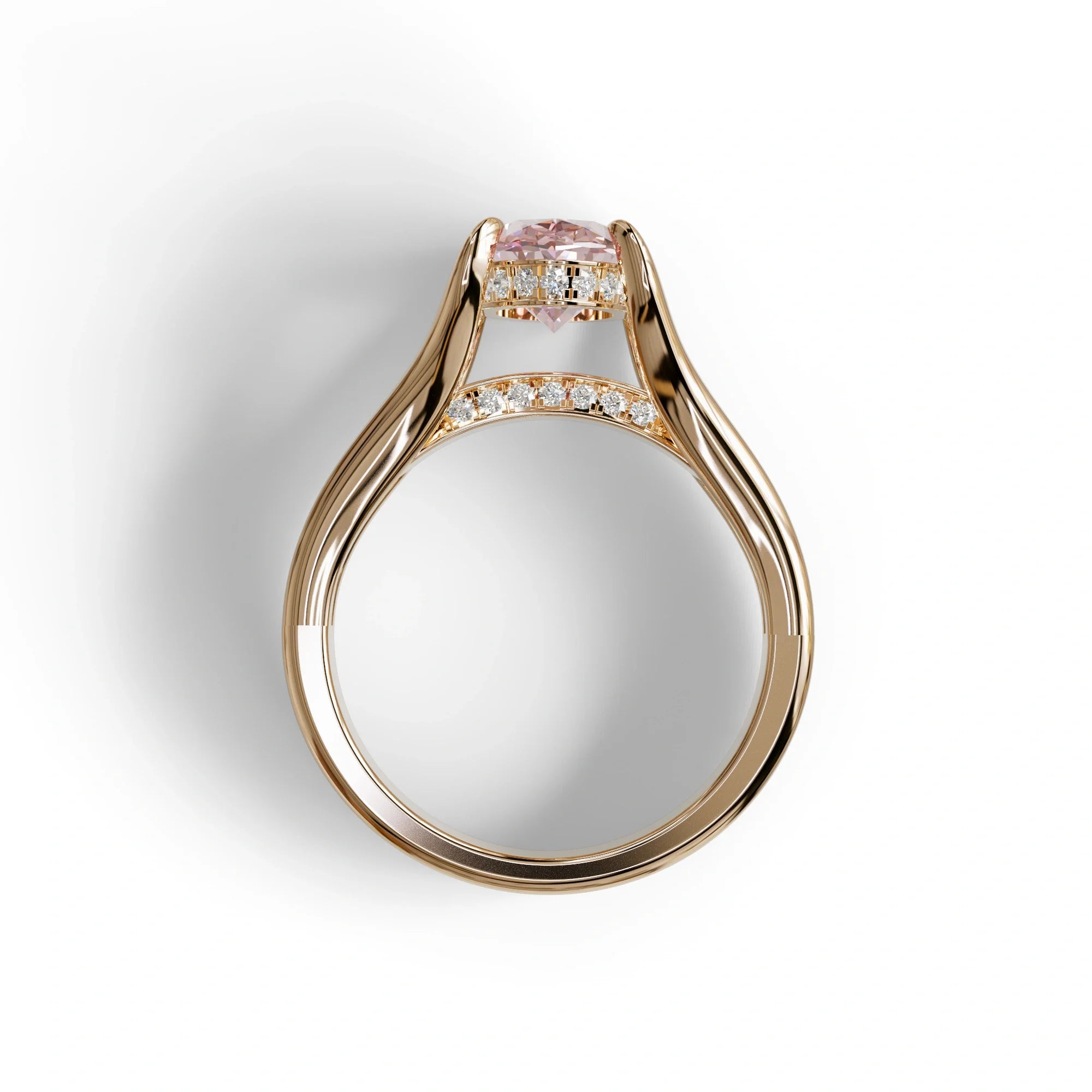 3 Carat Fancy Vivid Pink Oval Lab Grown Diamond Engagement Ring – Beverly