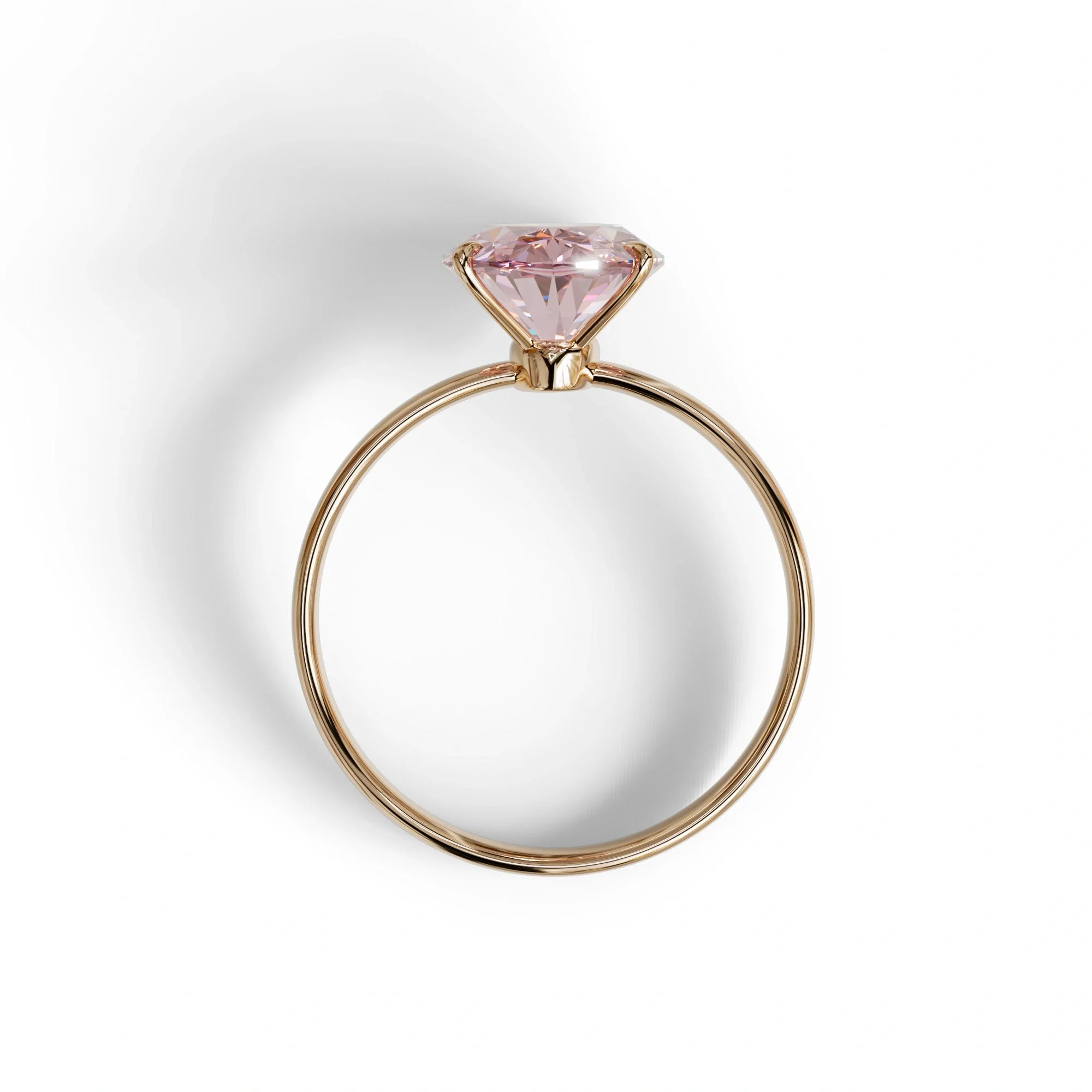 4 Ct Fancy Intense Pink Oval cut Lab Grown Diamond Solitaire Engagement Ring - Cadris