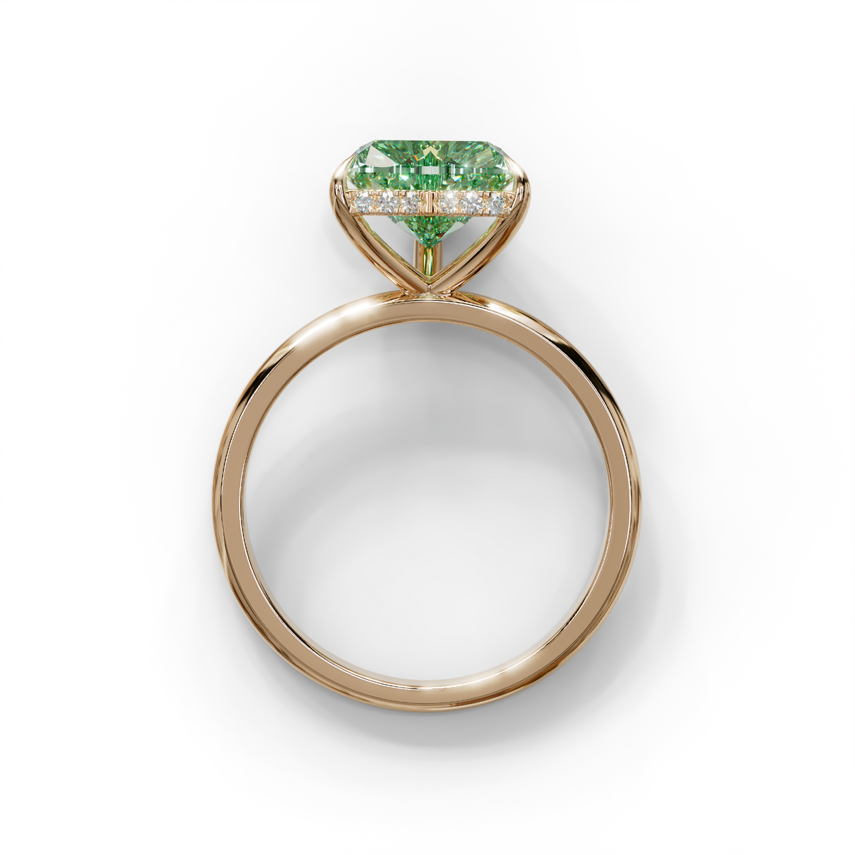 3 Carat Green Heart Cut Hidden Halo Set Lab Grown Diamond Engagement Ring
