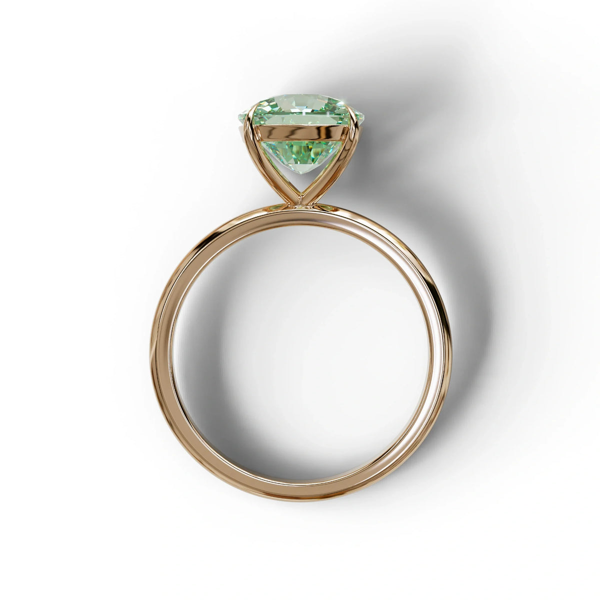 Green Cushion Cut Solitaire Lab Grown Diamond Engagement Ring - Mesmera
