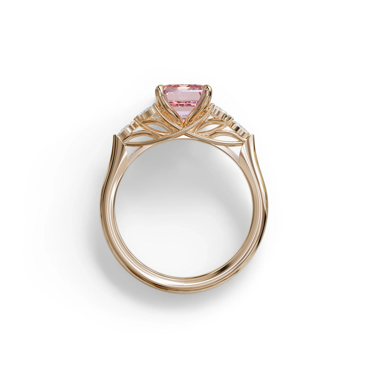 2.5 Carat Pink Lab Grown Diamond Engagement Ring · Emerald Cut Nature-Inspired | Verona - view 8