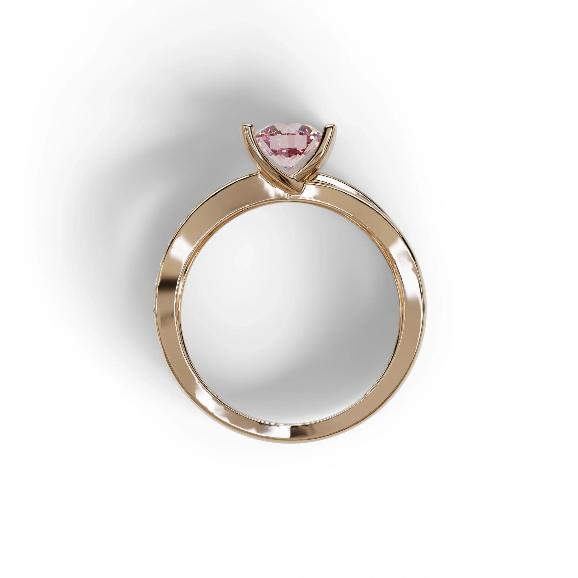 1 Carat Pink Round Cut Lab Diamond Crossover Ring Pave Setting - Lisa