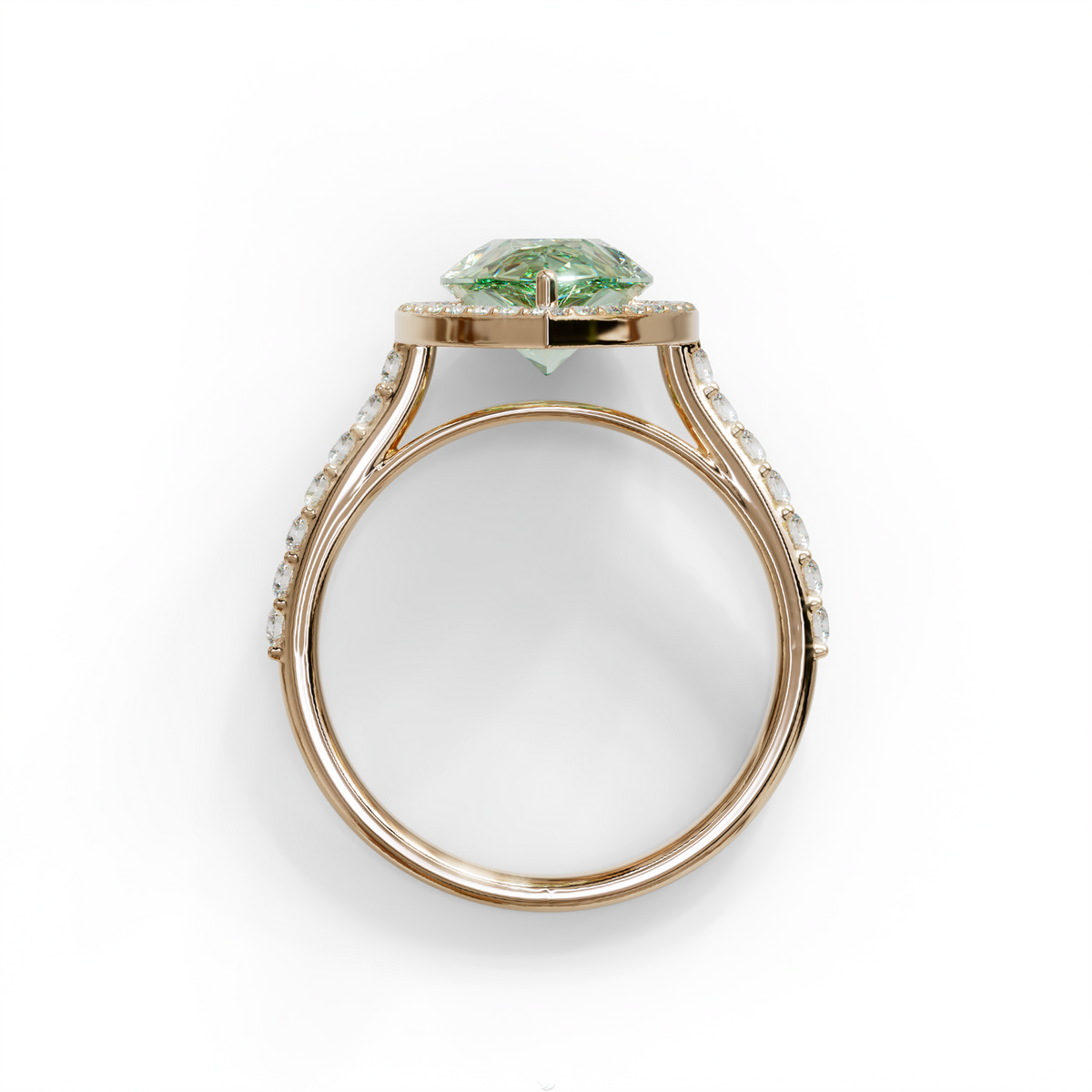 3 Carat Green Pear Cut Halo & Pave Setting Lab Grown Diamond Ring - Madona