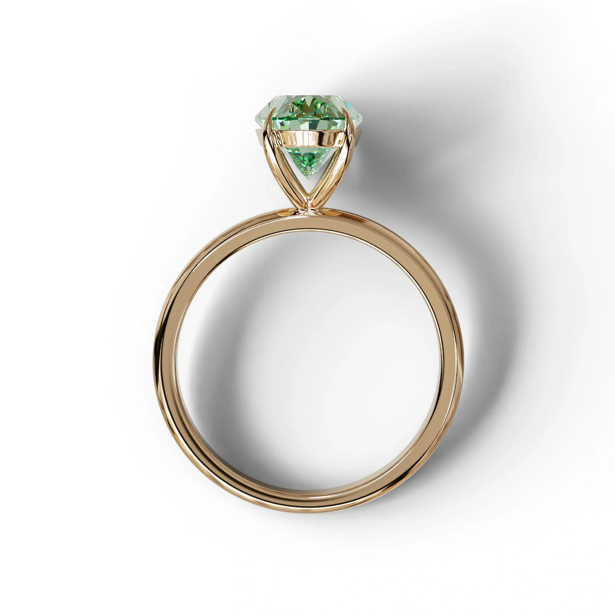 Green Oval Cut Solitaire Lab Grown Diamond Engagement Ring - Curiosa
