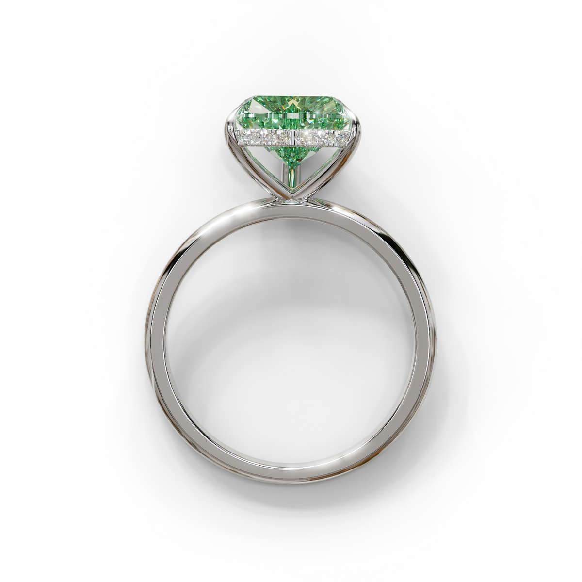 3 Carat Green Heart Cut Hidden Halo Set Lab Grown Diamond Engagement Ring