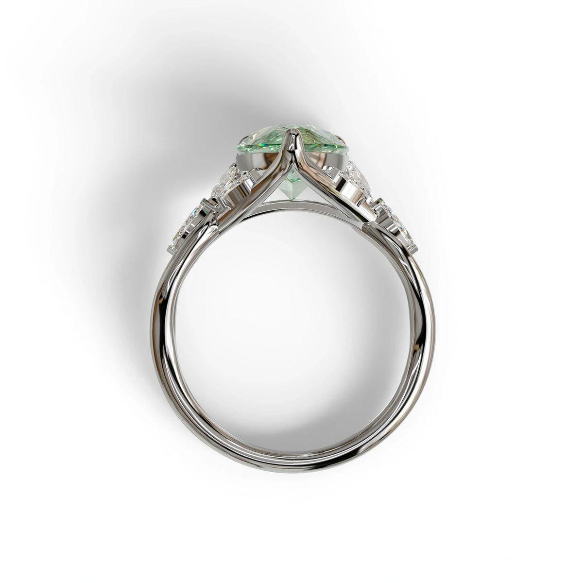 3 Carat Green Pear Cut Cluster-Vintage Setting Lab Grown Diamond Ring - Celena