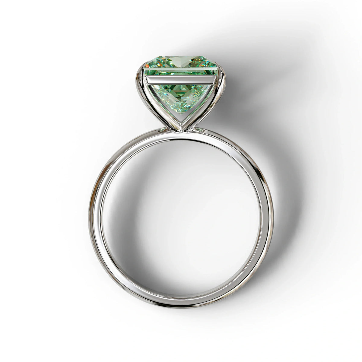 Green Princess Cut Solitaire Lab Grown Diamond Engagement Ring - Speyeria