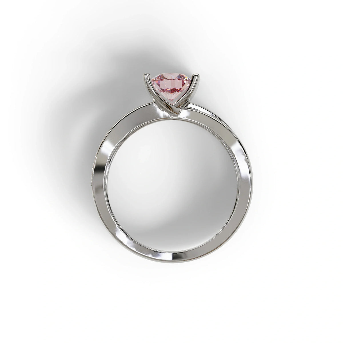 1 Carat Pink Round Cut Lab Diamond Crossover Ring Pave Setting - Lisa