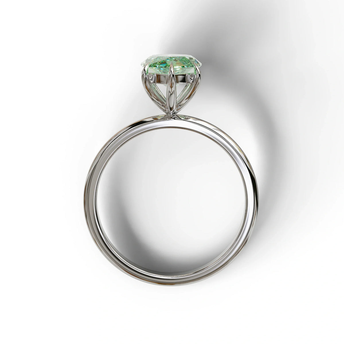Fancy Vivid Green Marquise Cut Solitaire Lab Grown Diamond Engagement Ring - Celestina