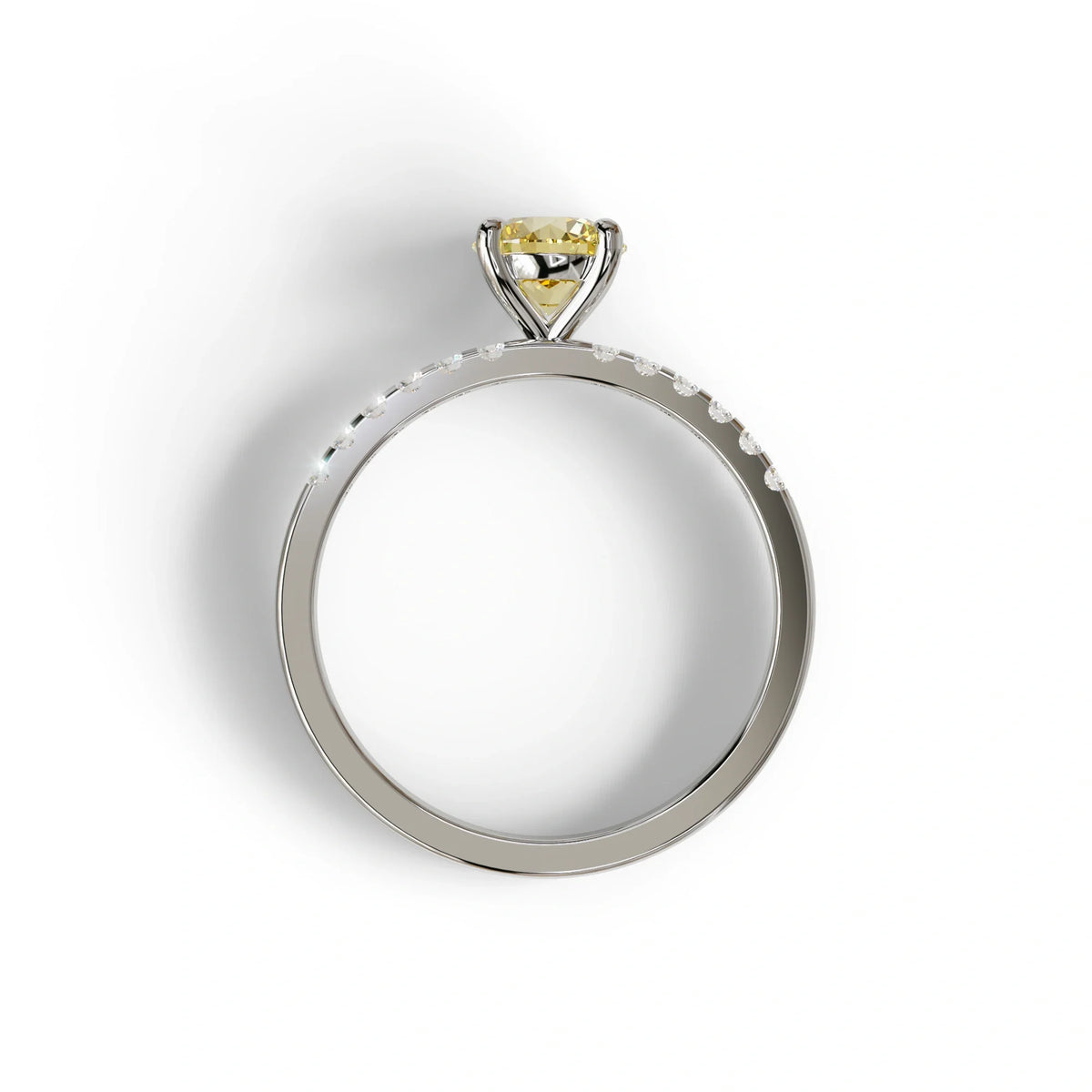 Yellow Round Pave Set Minimalist Engagement Ring - Nova Signature