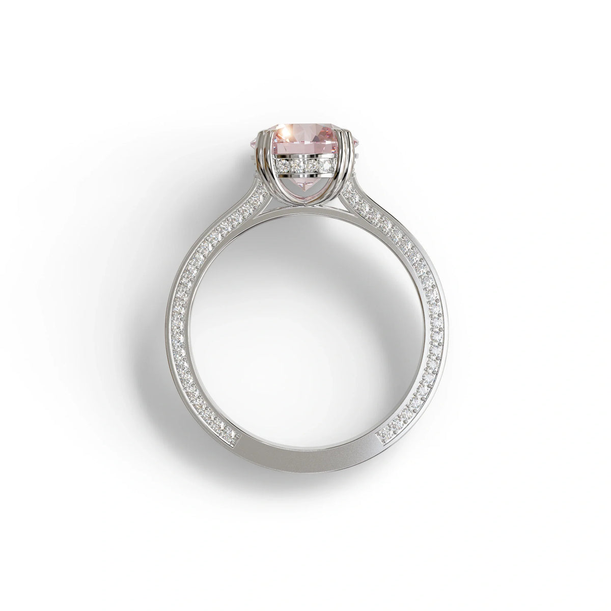 2 Carat Pink Round Cut Hidden Halo Lab Diamond Engagement Ring - Maeve