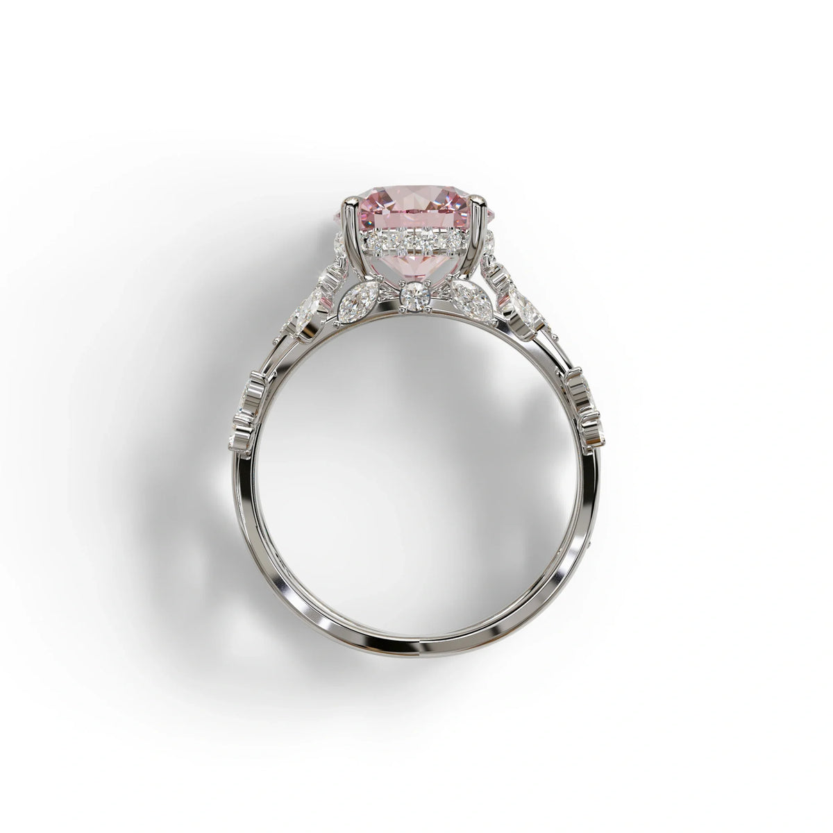 Natural Inspired 3 Carat Pink Round Brilliant cut Lab Diamond Engagement Ring - Catalina