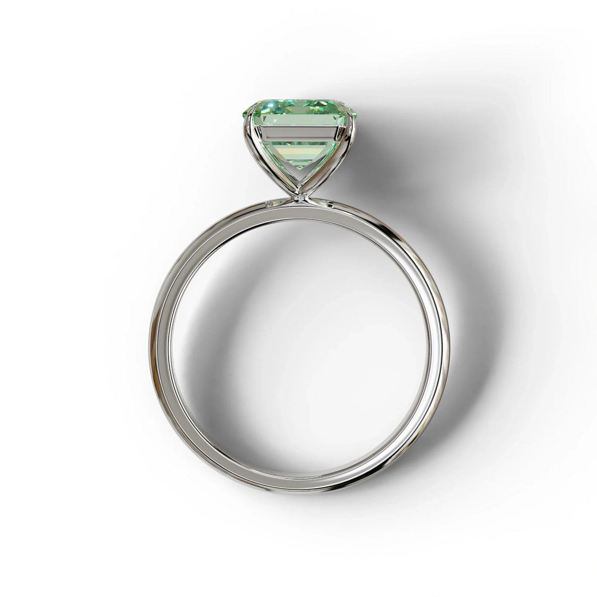 Green Emerald Cut Solitaire Lab Grown Diamond Engagement Ring - Vanessa