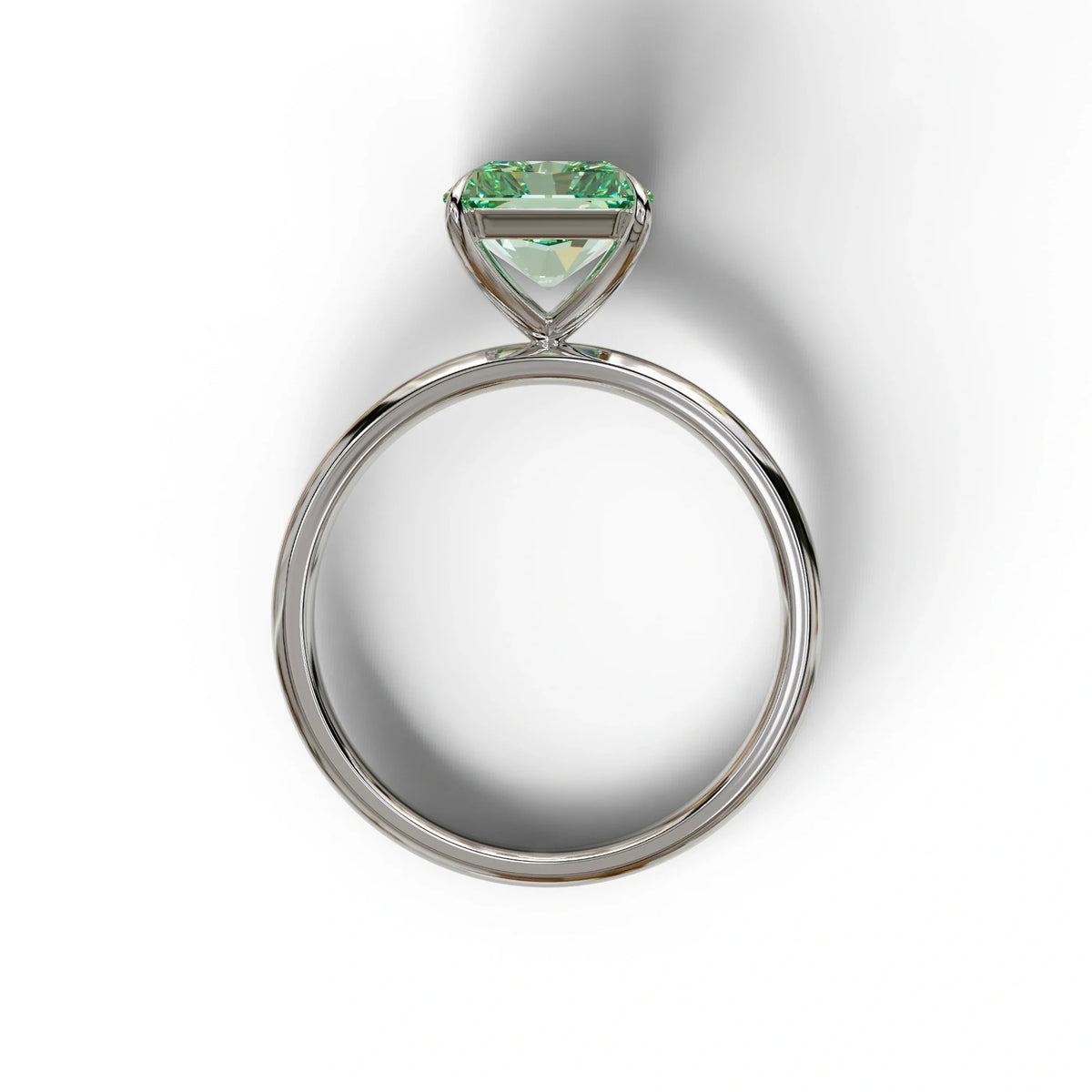 Green Radiant Cut Solitaire Lab Grown Diamond Engagement Ring - Papilia