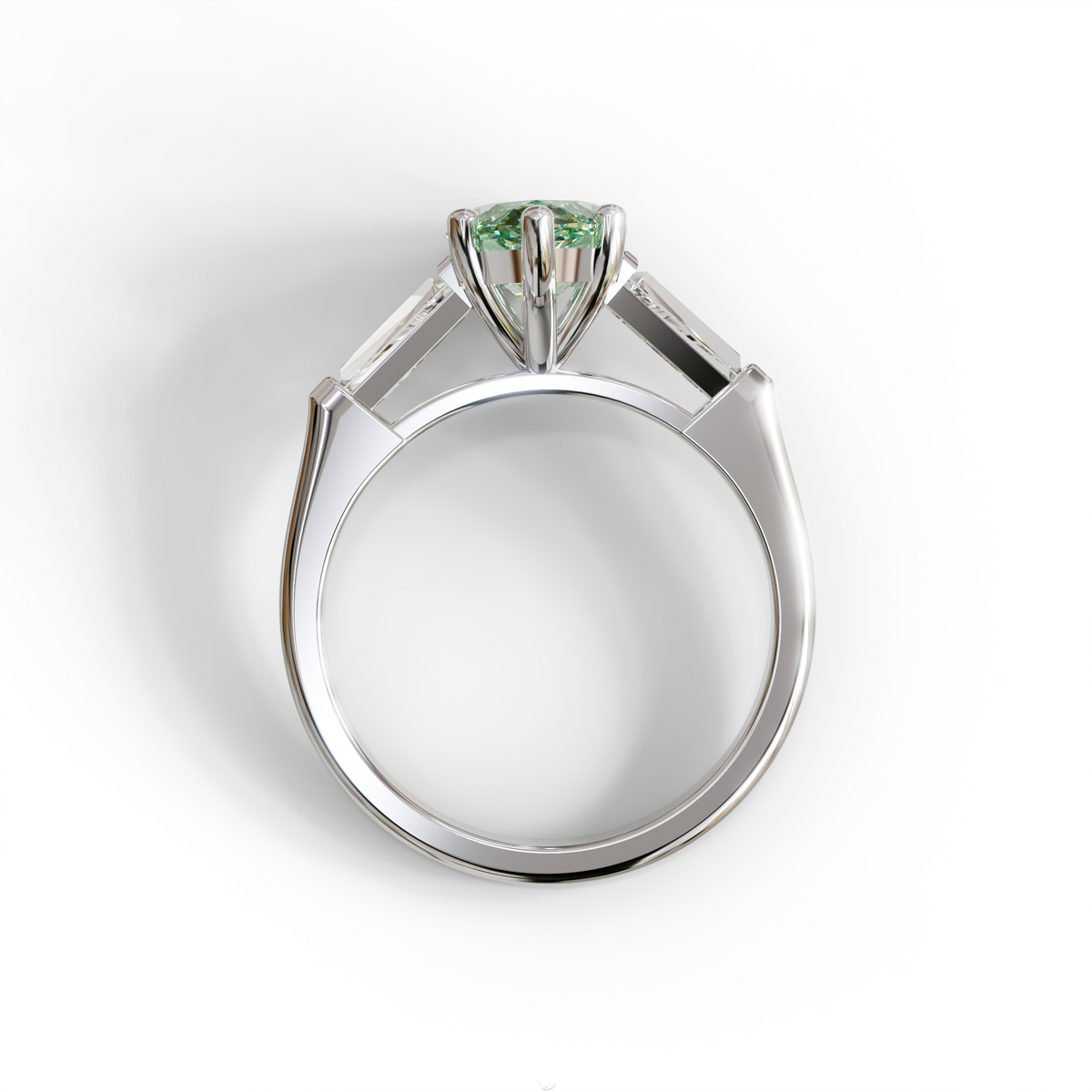 Green Marquise & Tapered Baguette Multi Stone Engagement Ring