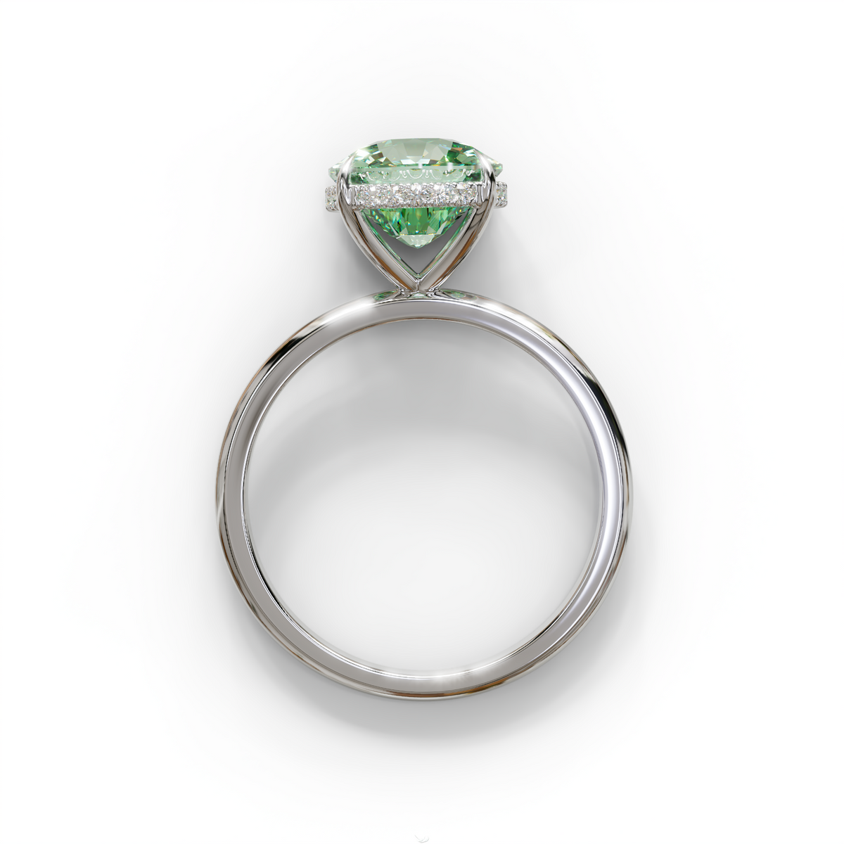 3 Carat Green Cushion Lab Diamond Hidden Halo Ring
