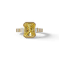 3 Carat Yellow Radiant Cut Three Stone Lab Diamond Engagement Ring - Adiamor - 10K Solid Gold / Yellow Gold