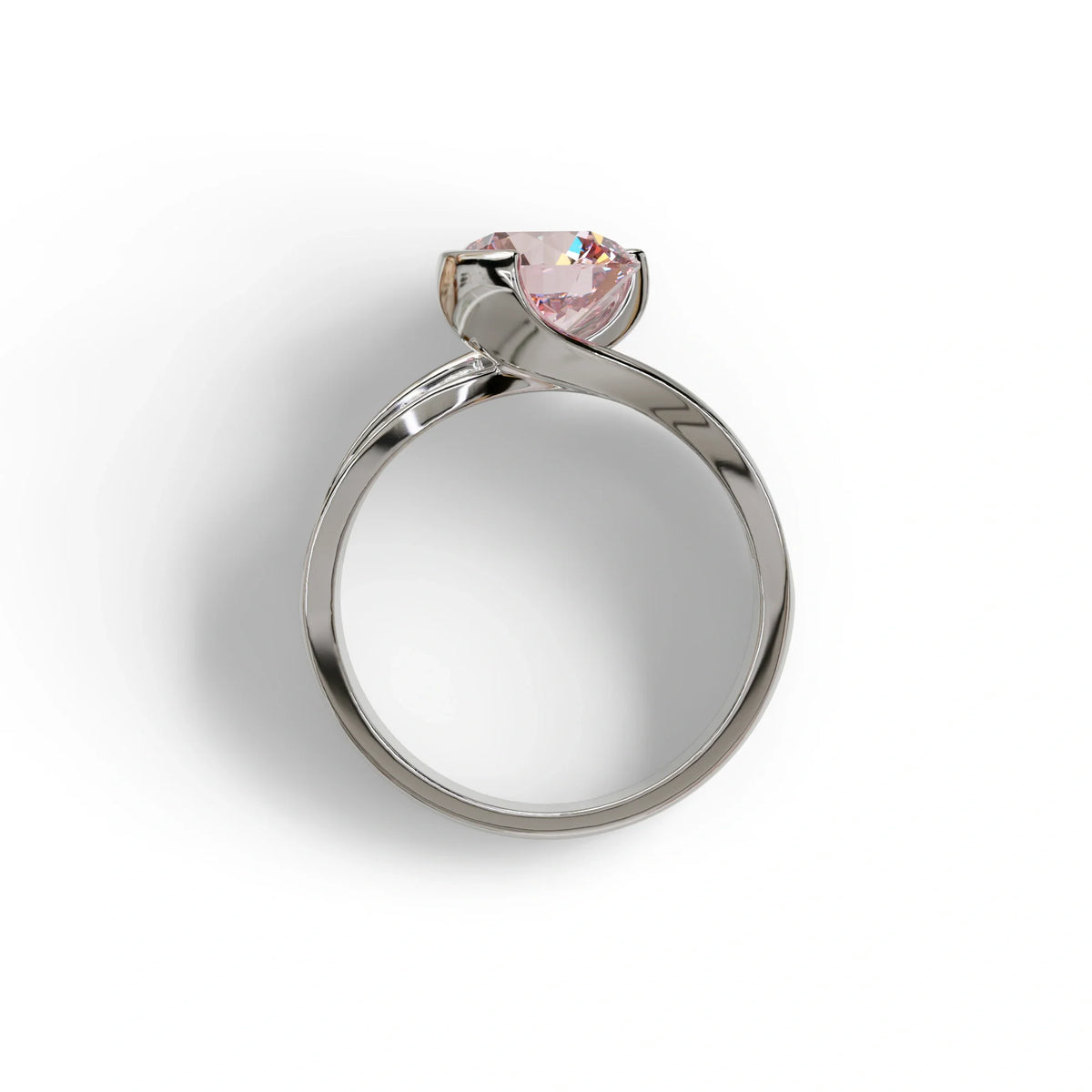 2 Carat Pink Round Shaped Channel Set Lab Diamond Engagement Ring - Avonlea