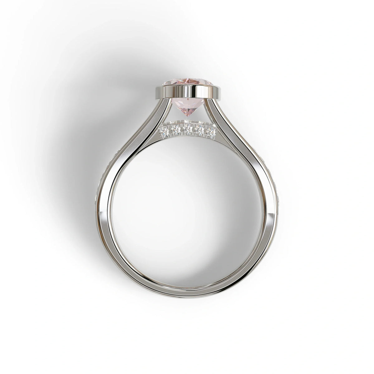 3 Carat Fancy Vivid Pink Oval cut lab grown Diamond Engagement Ring - Prisma