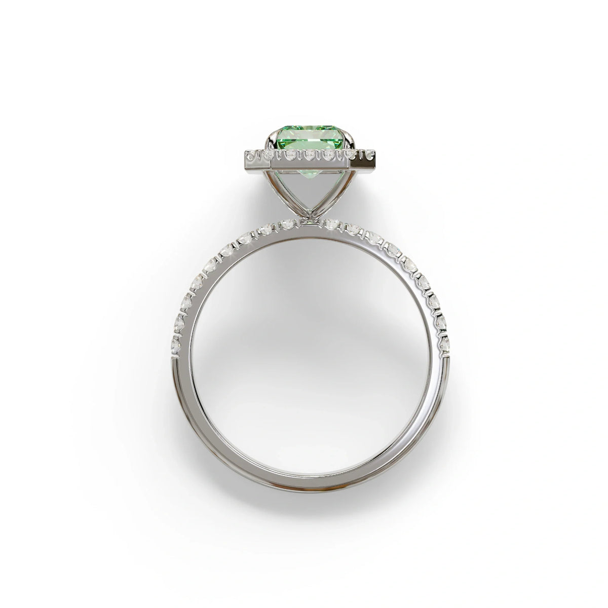 Green Radiant Cut Halo & Pave Lab Grown Diamond Engagement Ring - Madison