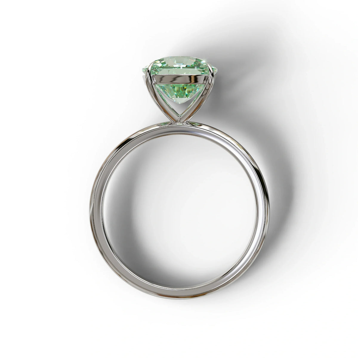 Green Cushion Cut Solitaire Lab Grown Diamond Engagement Ring - Mesmera