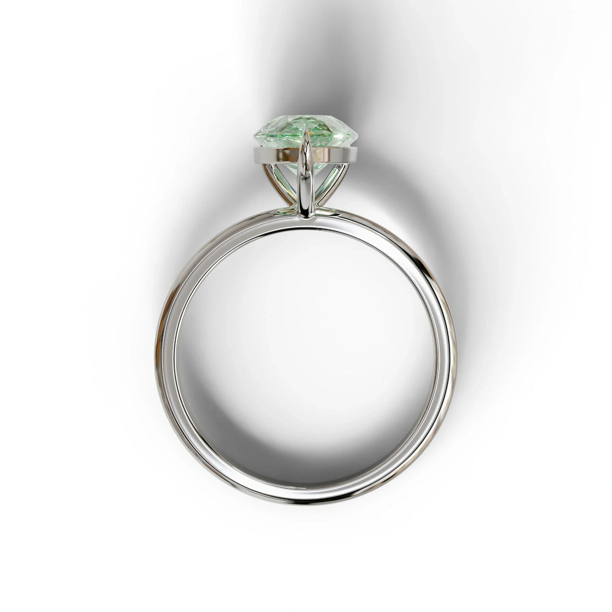 Green Pear Cut Solitaire Lab Grown Diamond Engagement Ring - Maniola