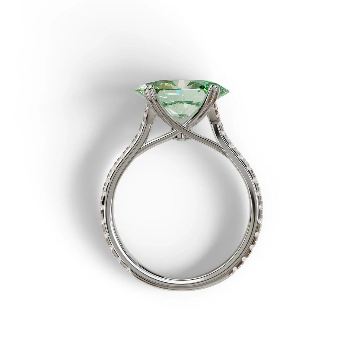 3 Carat Green Oval Lab Diamond Engagement Ring - Ellipse