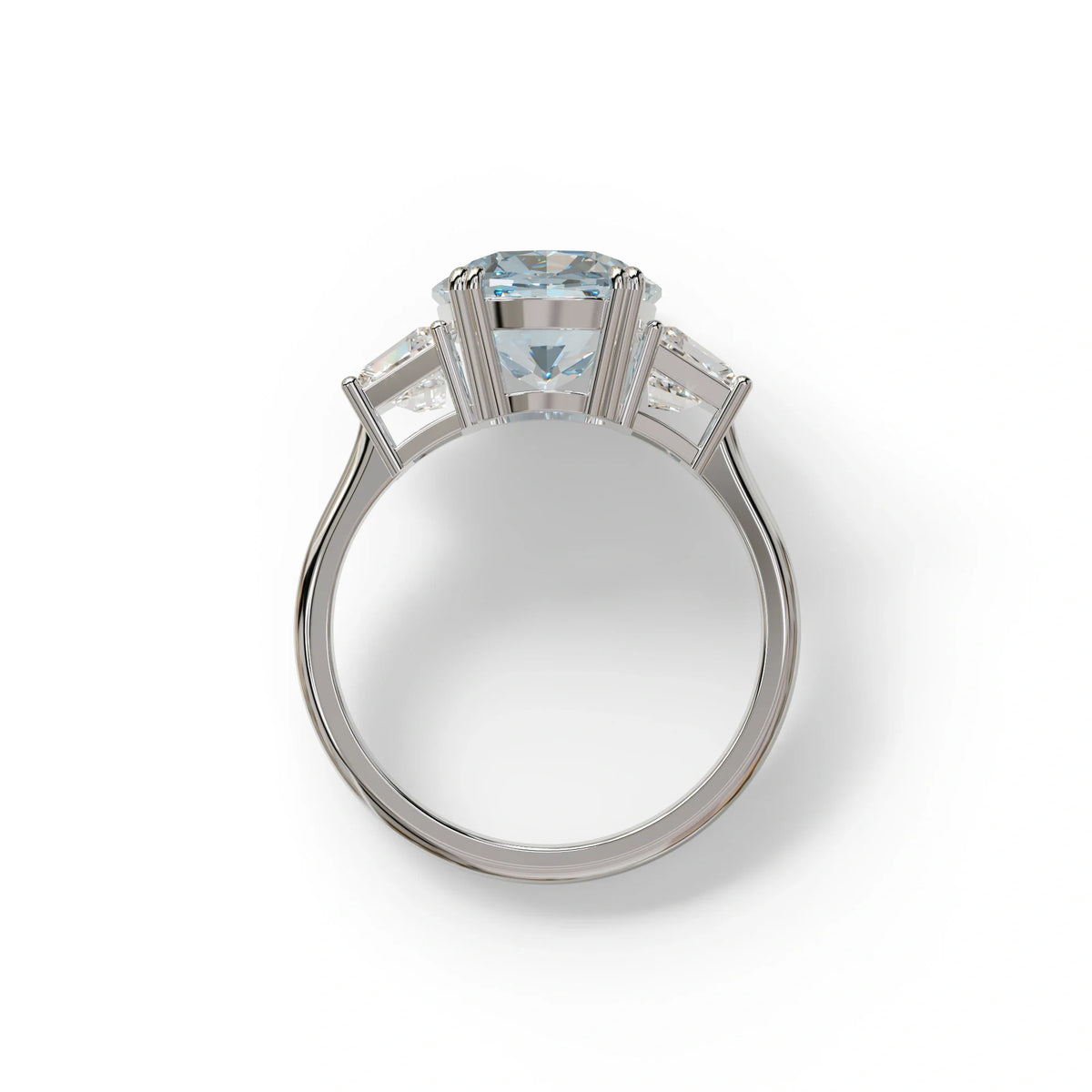 3.5 Carat Blue Lab Grown Diamond Engagement Ring · Cushion Cut Three Stone | Trilogy - view 9