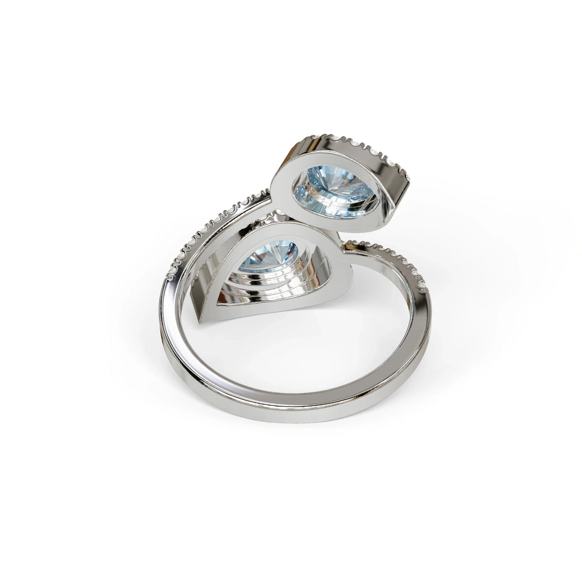 2 Carat Blue Pear Cut Halo & Pave Lab Grown Diamond Ring - Ahurissant
