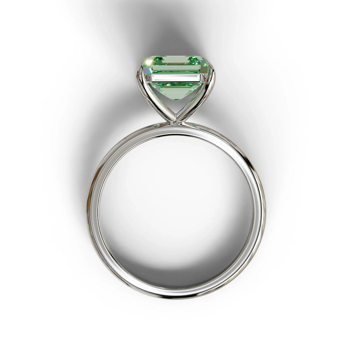 Green Asscher Cut Solitaire Lab Grown Diamond Engagement Ring - Fabriciana