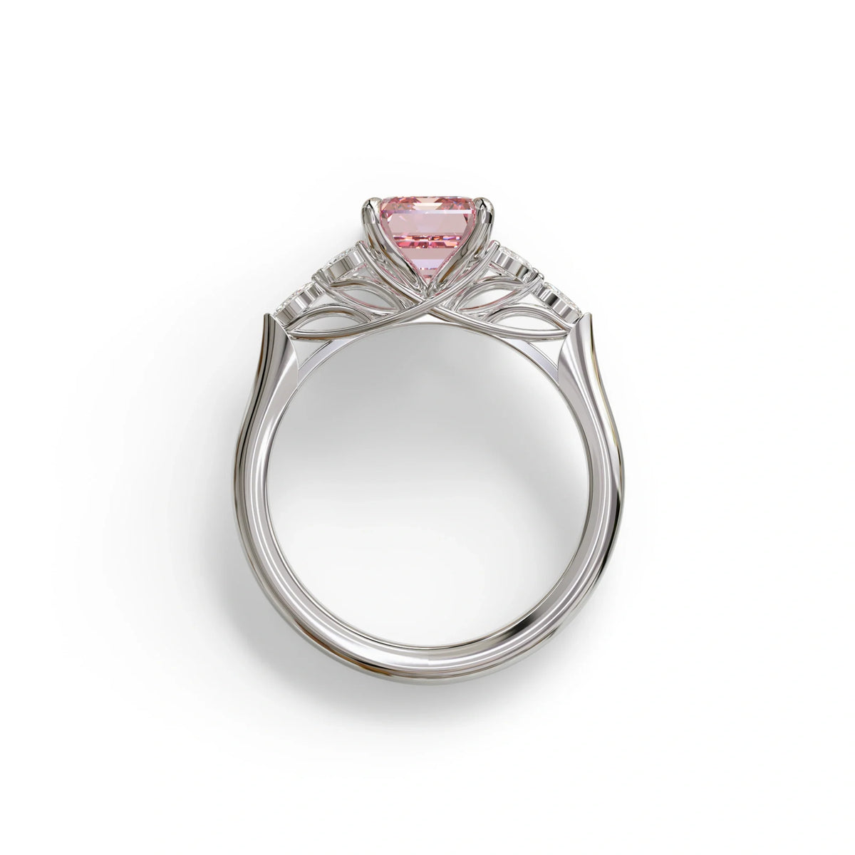 2.5 Carat Pink Lab Grown Diamond Engagement Ring · Emerald Cut Nature-Inspired | Verona - view 9