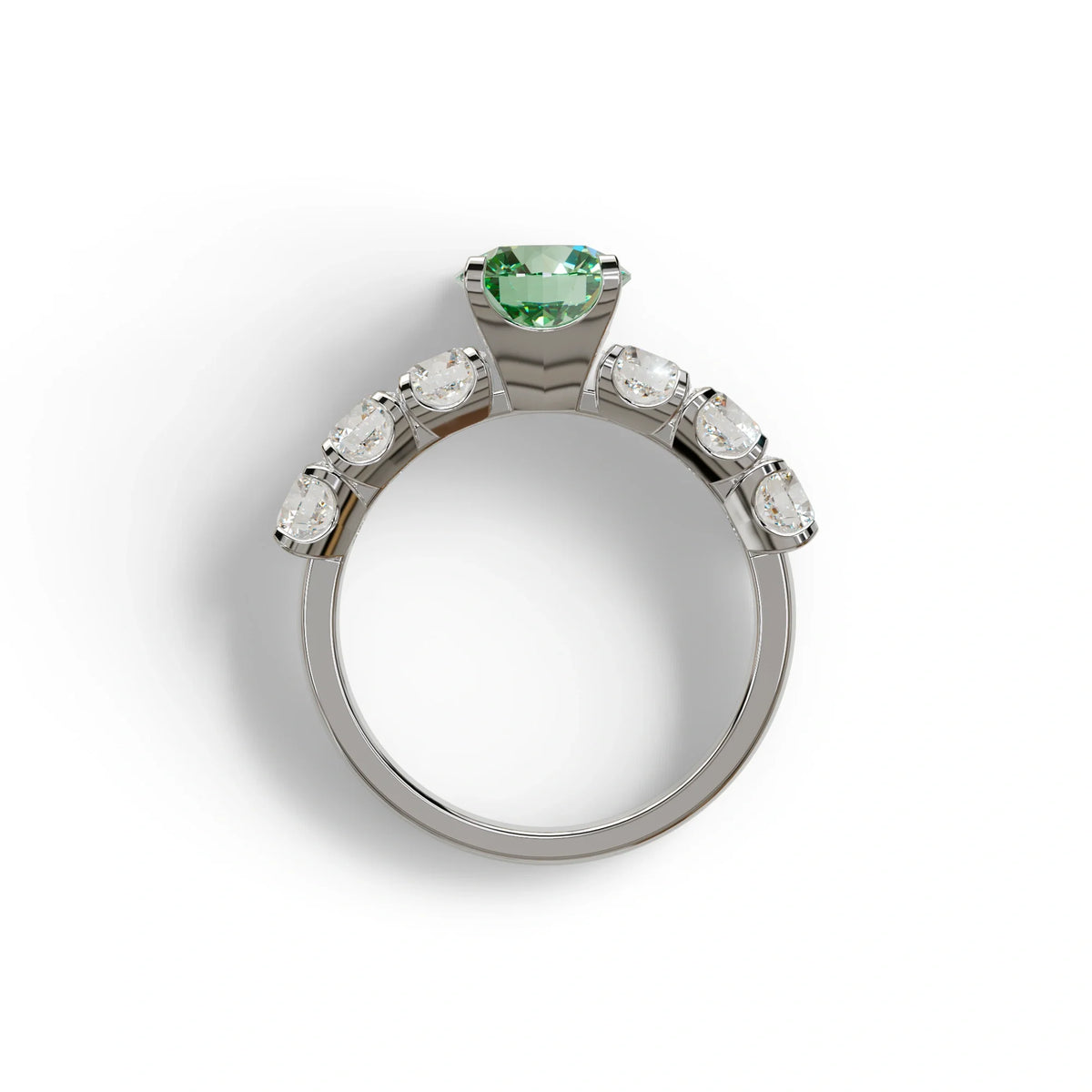 3 Carat Green Round Cut Half Eternity Lab Diamond Engagement Ring - Angeleno