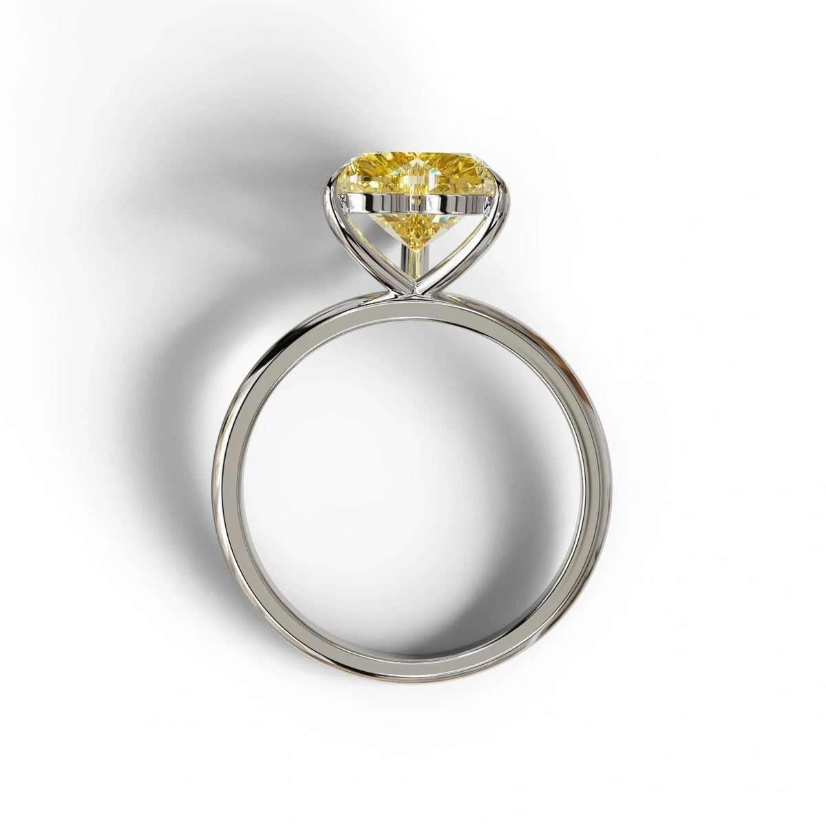 Fancy Yellow Heart Cut Solitaire Lab Grown Diamond Engagement Ring - Mellow