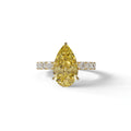 3 Carat Yellow Pear Cut Lab Grown Diamond Engagement Ring - Feesia - 10K Solid Gold / Yellow Gold