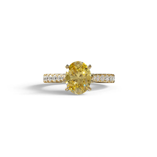 1.50 Carat Yellow Oval Cut Lab Diamond Engagement Ring - Scorpio - 10K Solid Gold / Yellow Gold
