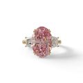 5 Carat Pink Lab Grown Diamond Engagement Ring · Oval Cut Three Stone | Solstice - view 1