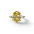 3 Carat Yellow Oval & Baguette Lab Diamond Ring - Persi - 10K Solid Gold / Yellow Gold