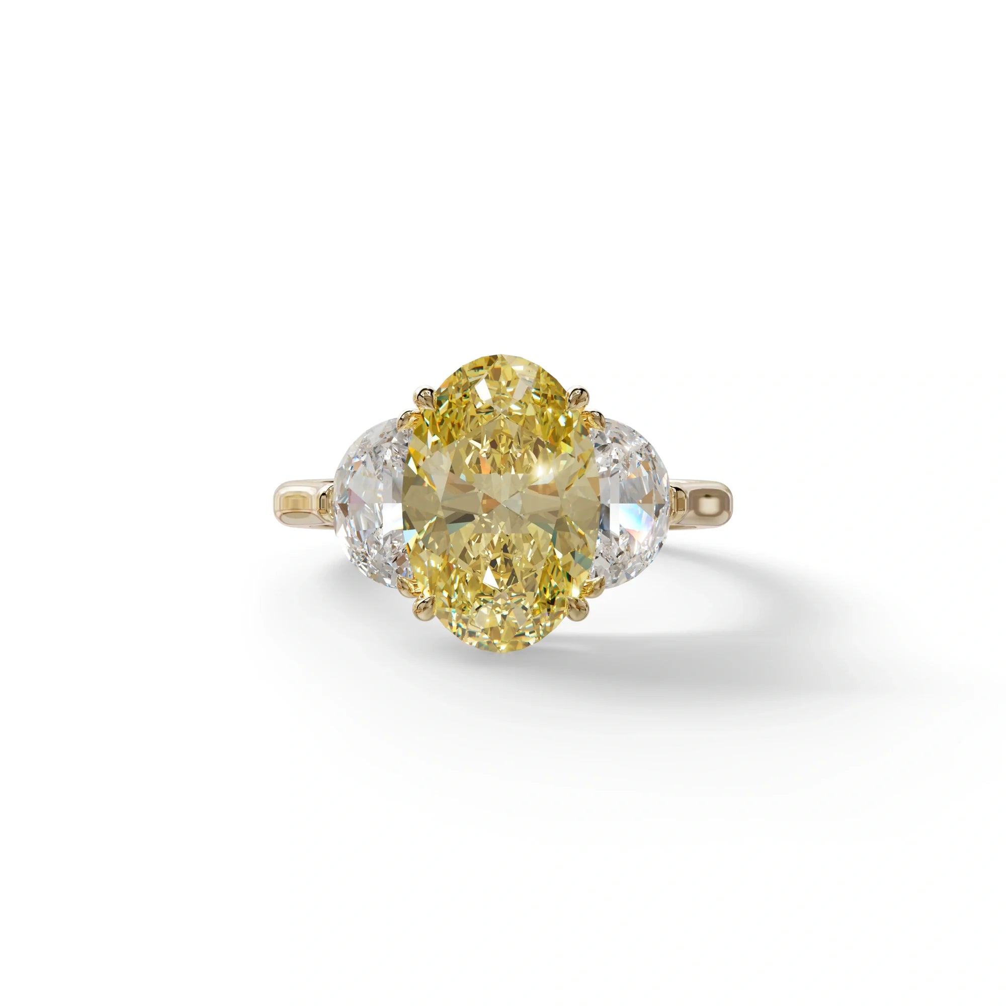 3 Carat Yellow Lab Grown Diamond Engagement Ring · Oval Cut Three Stone | Constellation - view 1