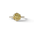 2.5 Carat Yellow Round Cut Hidden Halo & Pave Lab Diamond Ring - Hyper Saga - 10K Solid Gold / Yellow Gold