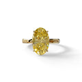 4 Carat Fancy Yellow Oval cut Lab Grown Diamond Solitaire Engagement Ring - Cadris - 10K Solid Gold / Yellow Gold