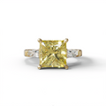 3 Carat Yellow Princess & Baguette Cut Lab Grown Diamond Ring - Alluring - 10K Solid Gold / Yellow Gold