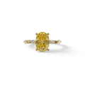 2 Ct Yellow Oval Cut Lab Diamond In Space-Chanel Setting Ring - Celestial - 10K Solid Gold / Yellow Gold
