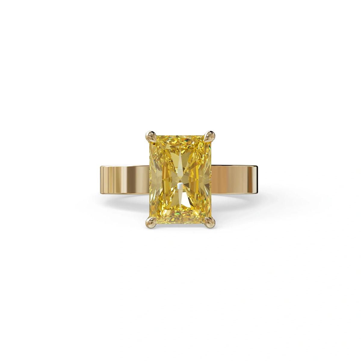 4Ct Yellow Radiant Cut Lab Grown Diamond Solitaire Engagement Ring - Crownfire - 10K Solid Gold / Yellow Gold